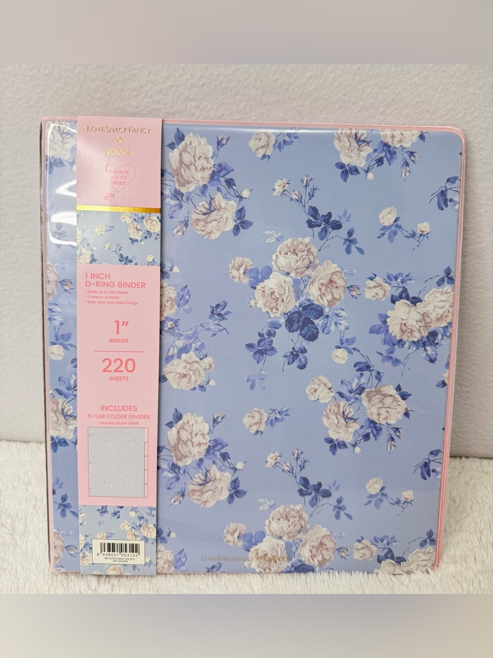 LoveShackFancy x Yoobi 1” D-Ring Binder Everblooming Rosettes Floral New